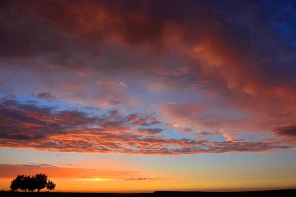 Beautiful Sunset Colors Flatland Serbia — Stockfoto