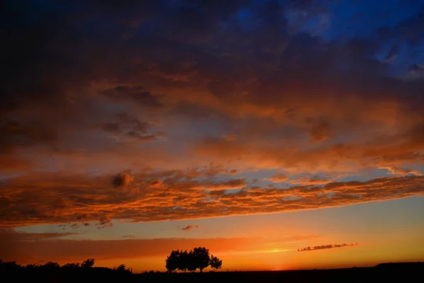 Sunset Elegy Landscape Flatland — Stockfoto