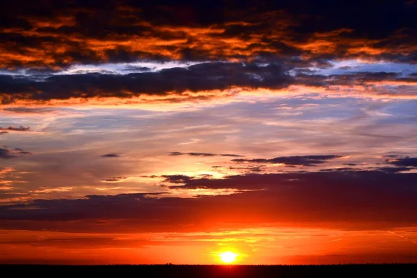 Fantastic Sunset Flatland Vojvodina — Photo