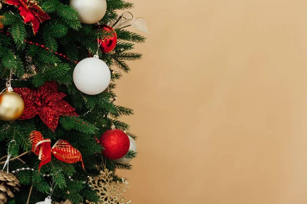 Weihnachtsdekoration beige Neujahr als Hintergrund — Stockfoto