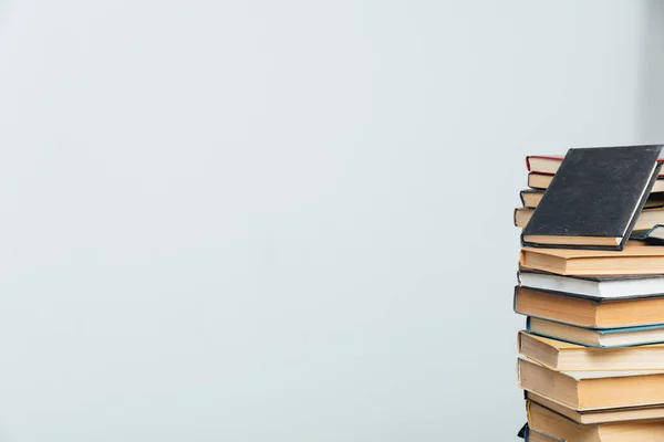 Libros educativos para estudiar en la biblioteca universitaria sobre un fondo blanco Imagen De Stock