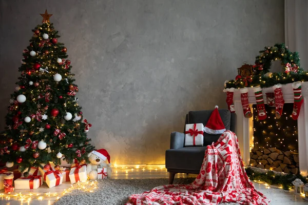 ( 영어 ) Home Christmas Tree Lights Garlands New Year — 스톡 사진