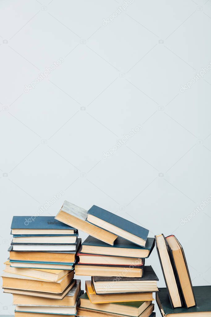 many educational books for college university studies as a background