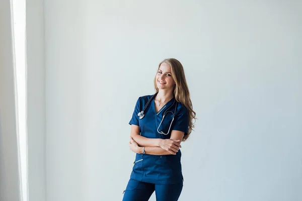 Beautiful woman doctor doctor in a medical hospital Stock Image