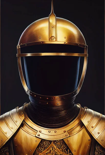 Gold plated futuristic armor with helmet