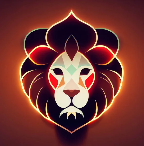 Lion head colorful logo design illustrated