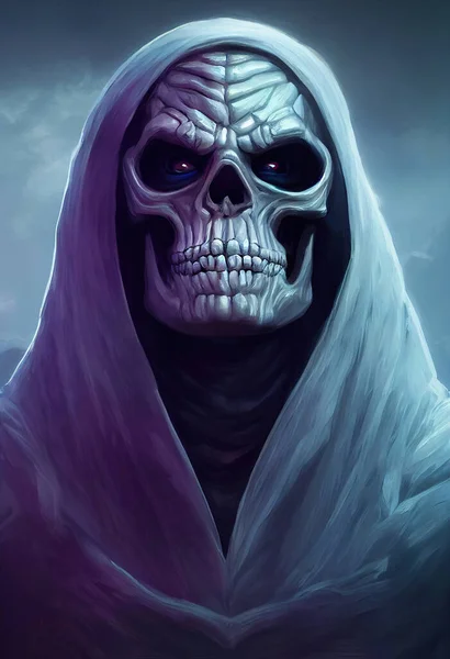 Angel of death , Skeleton Necromancer with robe illustrated