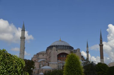 Exterior and architectural details of Hagia Sophia mosque in Istanbul Turkey