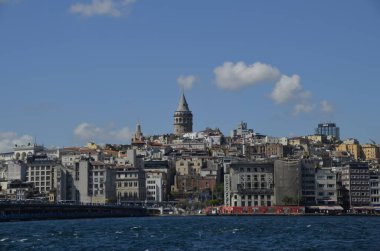 Galata kulesi, Karaköy bölgesi ve deniz, İstanbul Türkiye.