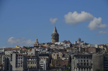 Galata kulesi, Karaköy bölgesi ve deniz, İstanbul Türkiye.