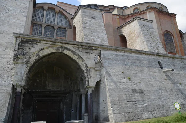 Exterior and architectural details of Hagia Sophia mosque in Istanbul Turkey