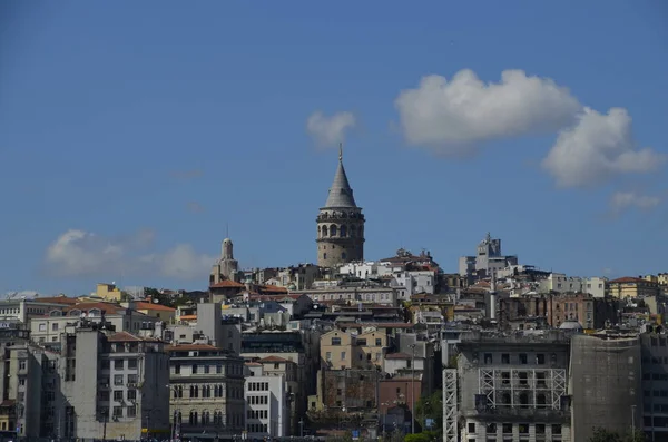 Wieża Galata Dystrykt Karakoy Morze Stambuł Turcja — Zdjęcie stockowe