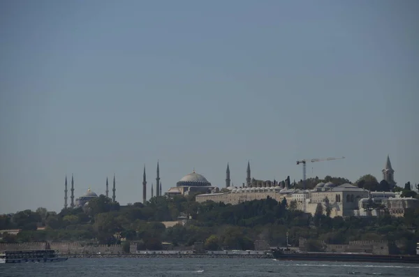 Силуэт Стамбула Сарайбурну Дворец Топкапы Pld Столица Голубая Мечеть Собор — стоковое фото