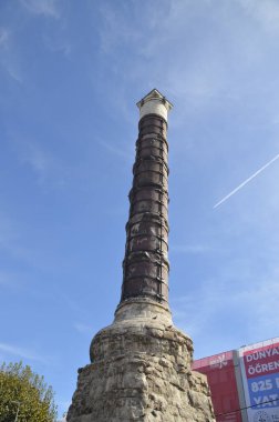Cemberlitas Monument and sunny blue sky. Istanbul, Fatih, Turkey.