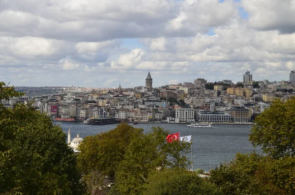 Beyolu Galata Kulesi Galata Sahili Panoramisi Stanbul Türkiye — Stok fotoğraf