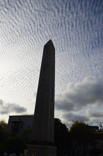 Theodosius Obelisk Sultanahmet Platz Rücklicht Blauer Himmel Istanbul Türkei — Stockfoto