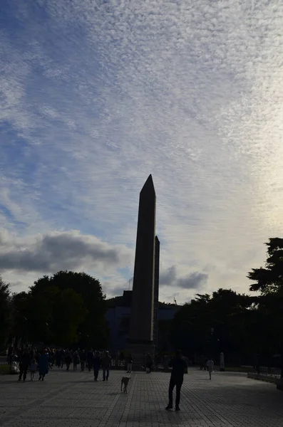 Theodosius Obelisk Sultanahmet Platz Rücklicht Blauer Himmel Istanbul Türkei — Stockfoto