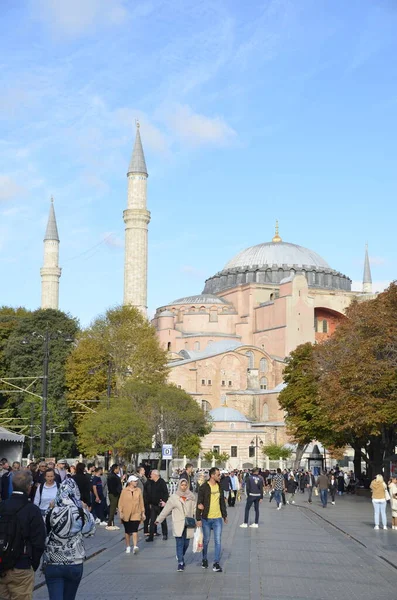 Hagia Sophia Mosque Blue Sky Hagia Sophia Square People Crowded — Stock Photo, Image