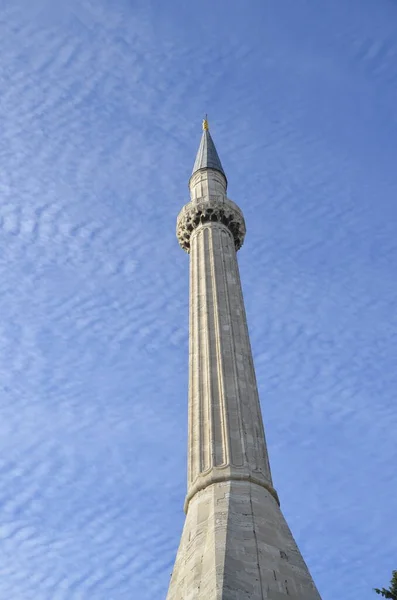 Hagia Sophia Moskee Minaret Blauwe Lucht Istanbul Turkije — Stockfoto