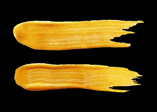 Абстрактный Золотой Мазок Кисти Золотой Мазок Кисти Вручную Окрашены Набор — стоковый вектор