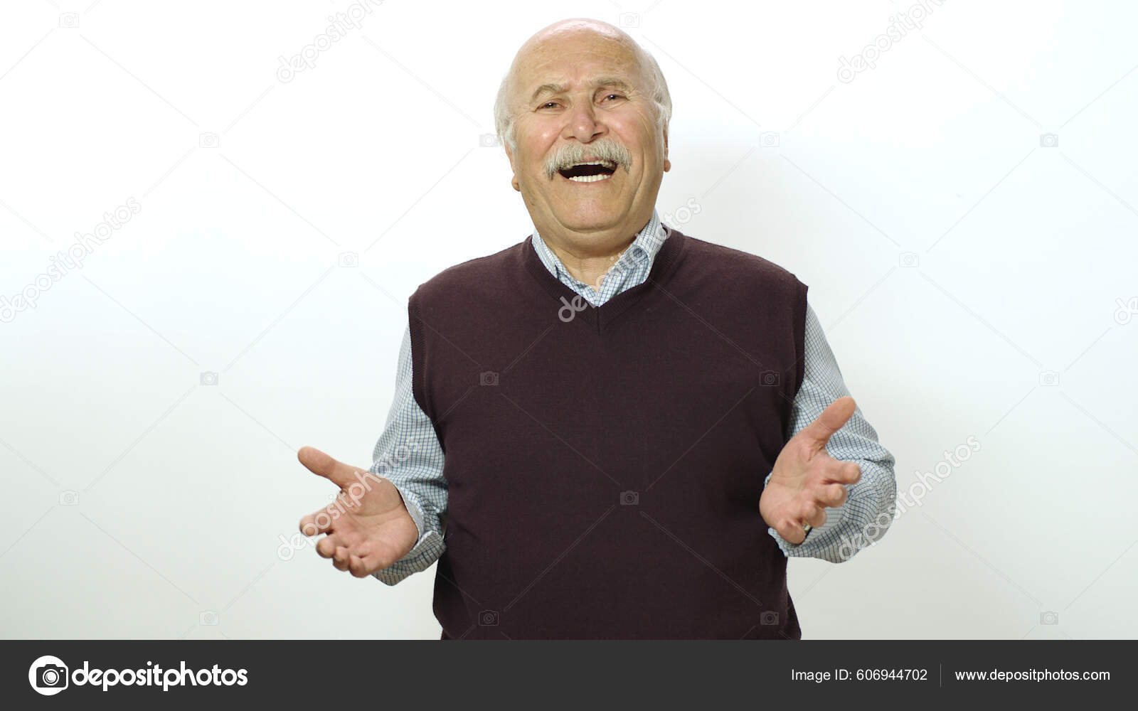 Beautiful Old Man Smiling Studio Portrait Old Man Isolated White Stock