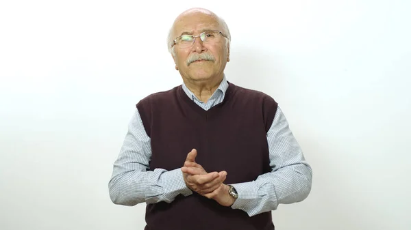 Der Alte Mann Rebelliert Gegen Seine Erfahrungen Studioporträt Eines Alten — Stockfoto