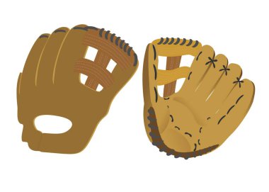 Beyzbol eldivenleri önden ve arkadan görünüşlü.