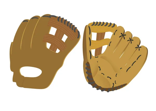 Baseballhandschuhe Mit Vorder Und Rückansicht — Stockvektor