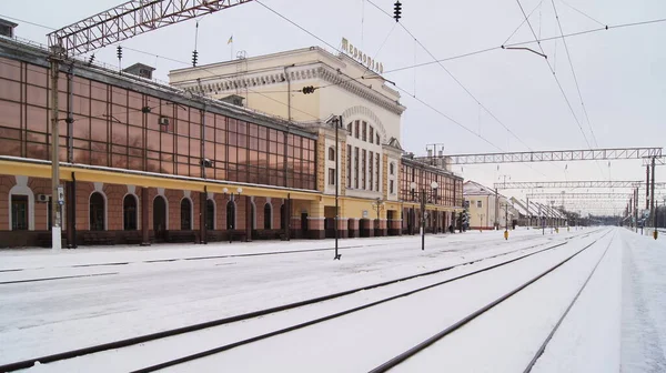 Winter Ternopil Snowy City Snow Covered Parks Streets — Fotografia de Stock