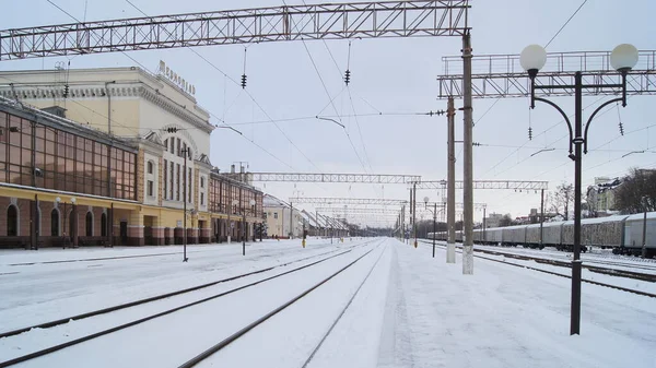 Winter Ternopil Snowy City Snow Covered Parks Streets — Fotografia de Stock