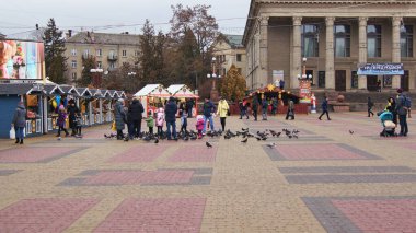 Ternopil Theater square. Merry Christmas. Streets and parks of Ternopil. New Ternopil. 