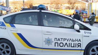 Patrol crew. Security on the streets of Ternopil. 