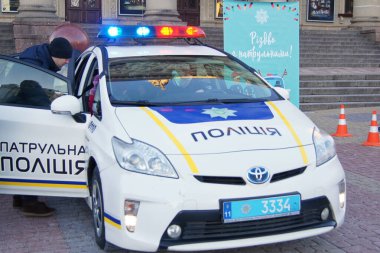 Patrol crew. Security on the streets of Ternopil. 