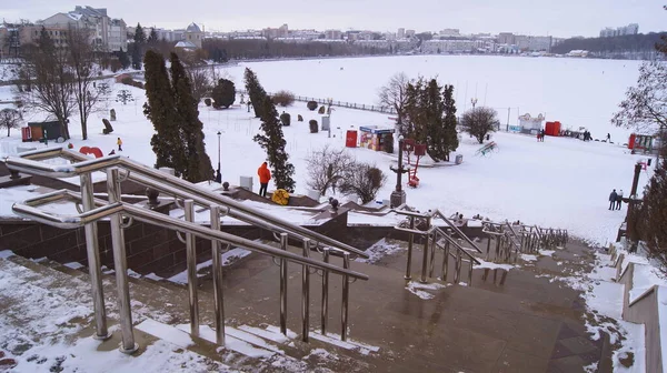 Ternopil Foto Praça Teatral Ternopil Parques Ruas Ternopil Ternopil Inverno — Fotografia de Stock