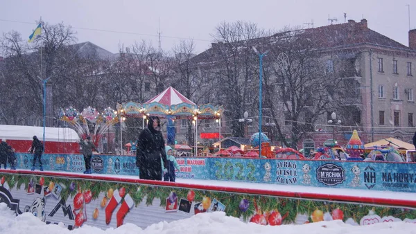 Inverno Ternopil Paz Ternopil Pista Gelo — Fotografia de Stock