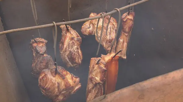 Étel Hússal Tűzzel Füsttel Kezelt Hús Ukrán Konyha Égető Ételek — Stock Fotó