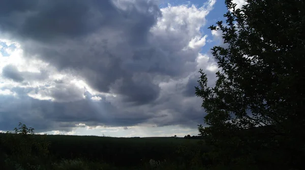 Літо Українські Грози Небо Грозових Хмарах Теплі Літні Грози Штормове — стокове фото