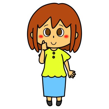 Gülümseyen çizgi film kızı.