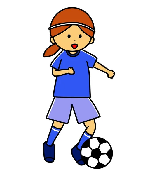 Illustration Girl Dribbling Soccer Ball — Stock Photo, Image