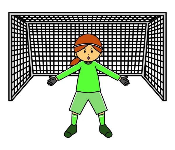 Een Illustratie Van Een Vrouwelijke Keeper Voor Voetbal — Stockfoto