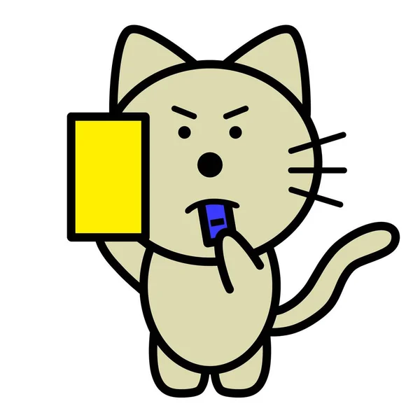 Une Illustration Chat Donnant Carton Jaune — Photo