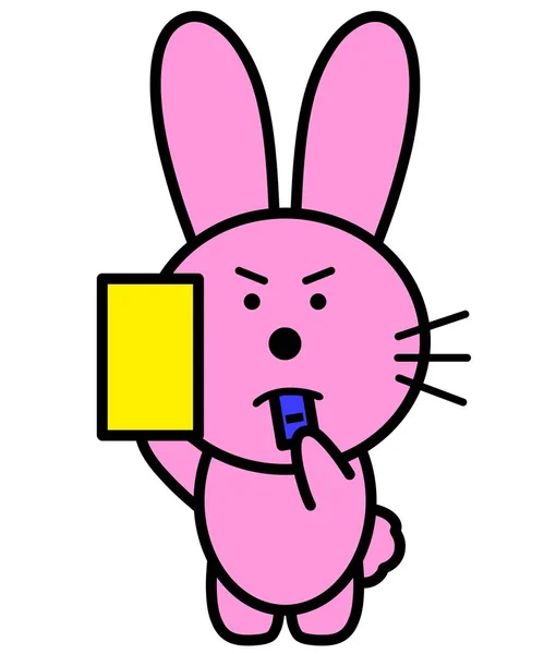 Иллюстрация Кролика Дающего Желтую Карточку — стоковое фото