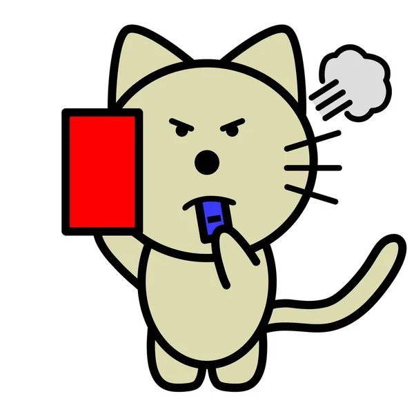 赤いカードを与える猫のイラストです — ストック写真