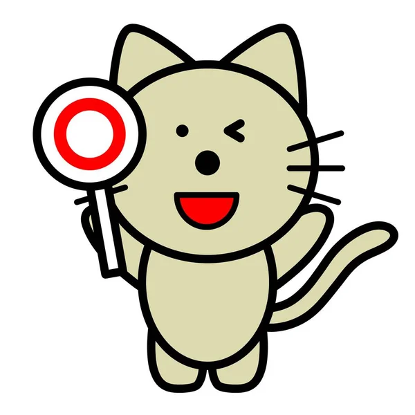 Illustration Einer Katze Die Einen Kreis Ausfährt — Stockfoto