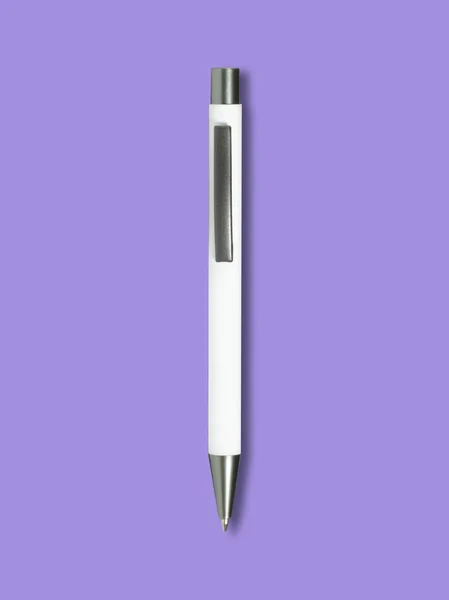 White Ballpoint Pen Purple Background Stock Photo White Ballpoint Pen — Stock Photo, Image