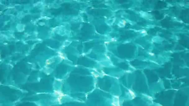 スイミングプールで小さなリップル波と青い澄んだ水の閉鎖面 — ストック動画
