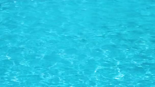 Superficie di primo piano di acqua limpida blu con piccole onde ondulate in piscina — Video Stock