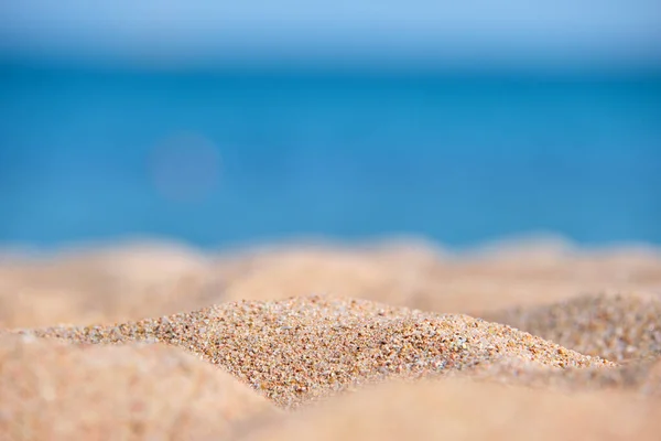 Close Superfície Areia Amarela Limpa Cobrindo Praia Beira Mar Com — Fotografia de Stock