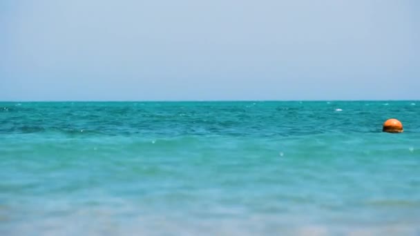 Closeup seascape surface of blue sea water with small ripple waves — Stock Video