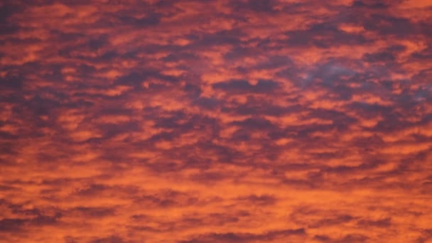 Céu colorido brilhante do por do sol com nuvens lisas vívidas iluminadas com a luz do sol que se espalha ao horizonte — Vídeo de Stock